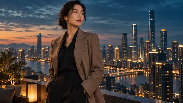 AI原创配图：城市夜景中的虚构职场人物